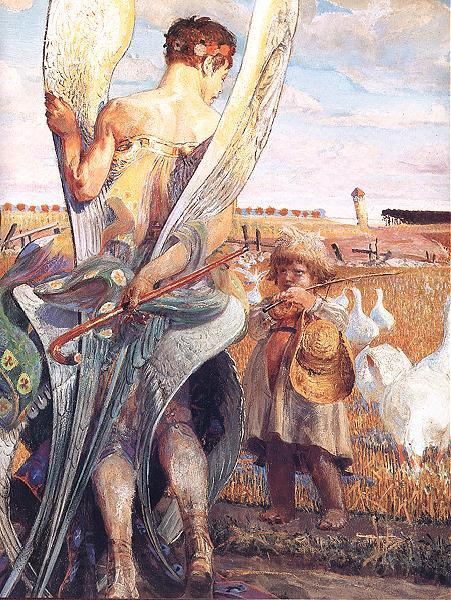 Jacek Malczewski Angel, I will follow you. France oil painting art